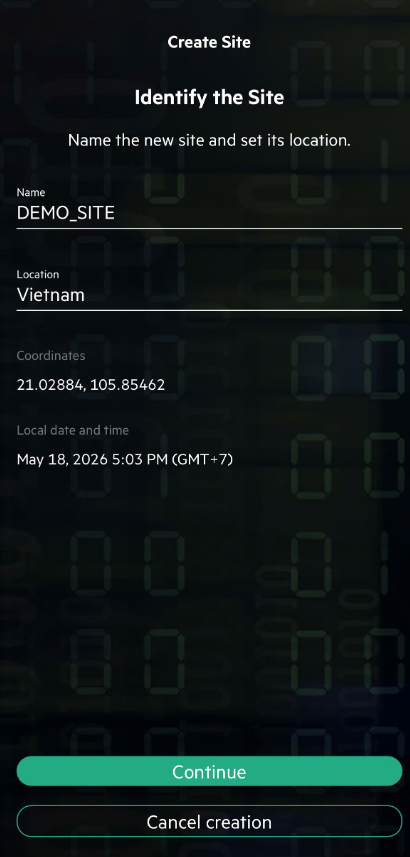 Đặt tên site trên app
