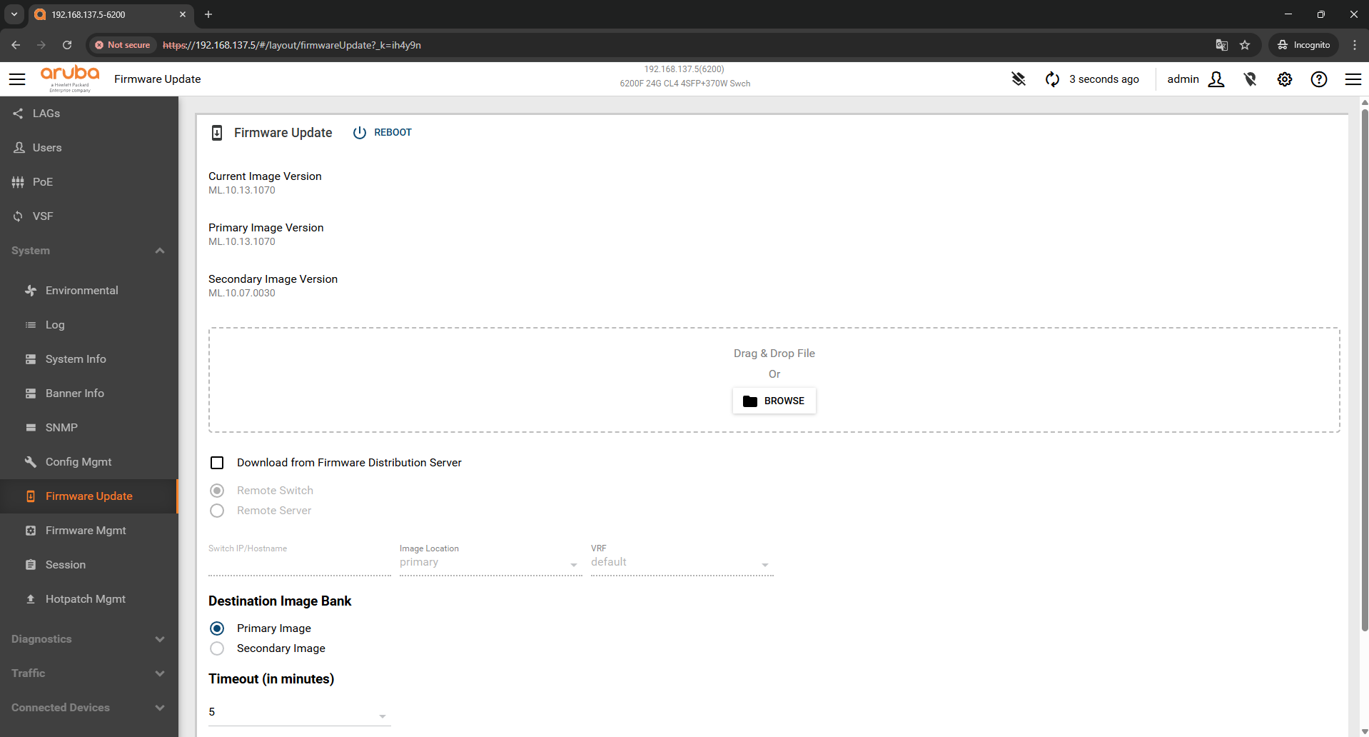 Kiểm tra Firmware Update WebGUI