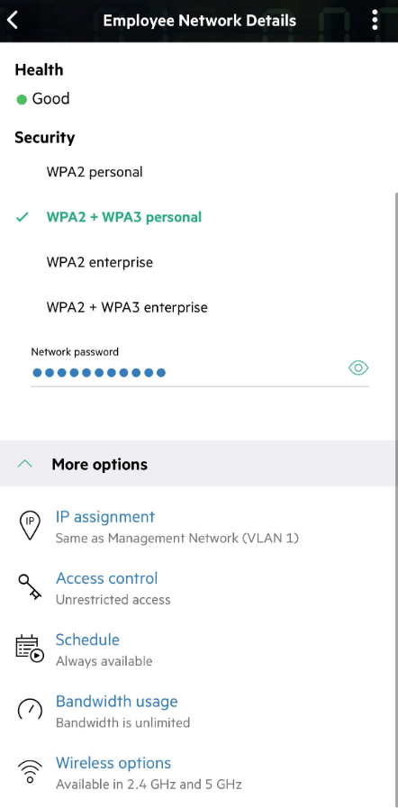 Giao diện More Options chuyên sâu trên App