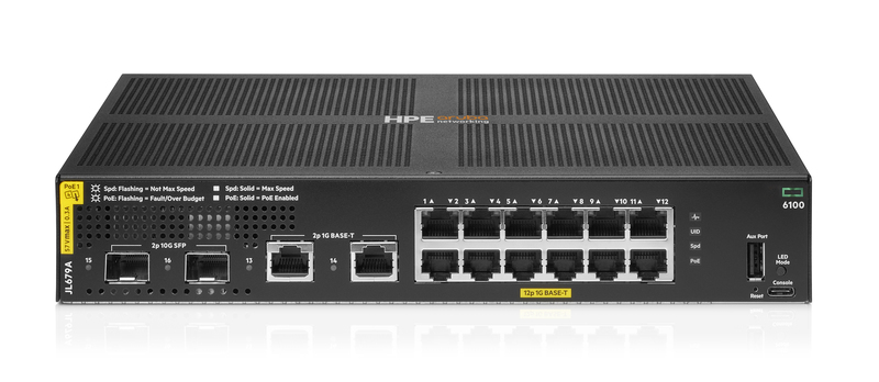 Switch Aruba 6100 12G Class4 PoE 2G/2SFP+ 139W (JL679A)